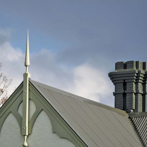 Replica chimney on roof