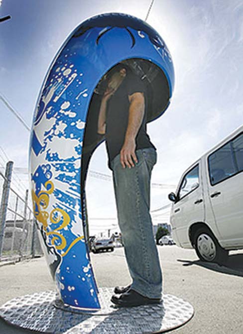 Custom mouldings used to create a street telephone kiosk