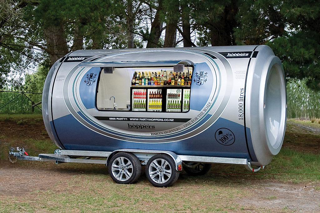 Fibreglass body custom mouldings for the Party Hoppers Trailers