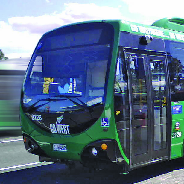 A city bus with fibreglass body manufactured by The Composite Group
