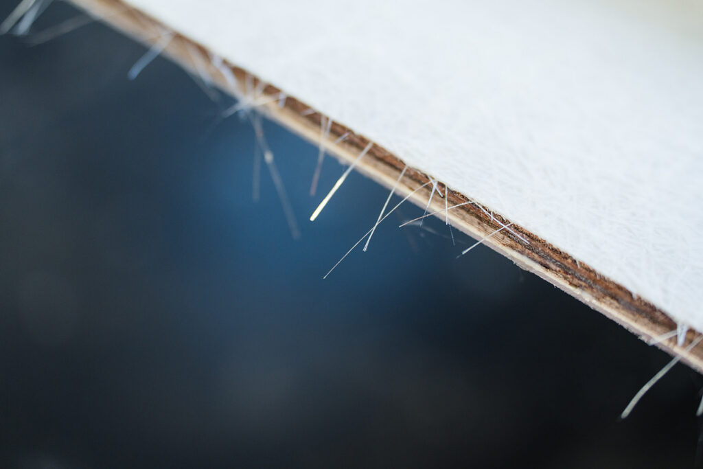 Photo showing cross-section of a fibreglass panel