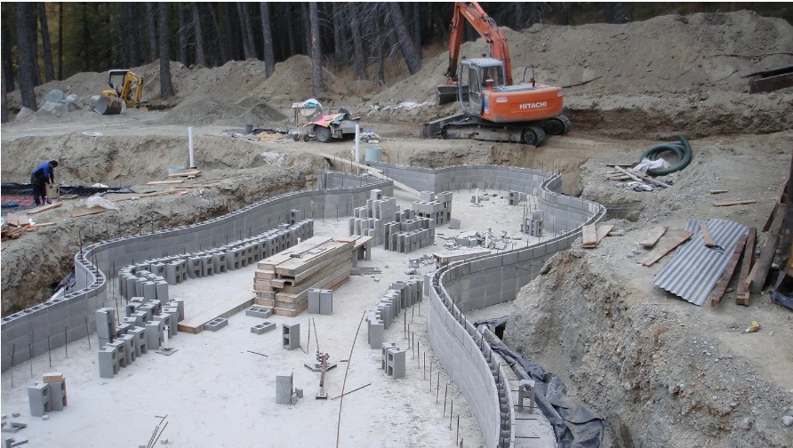 Pool shapes being constructed