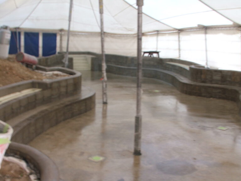 Pools tented and ready for fibreglass lining